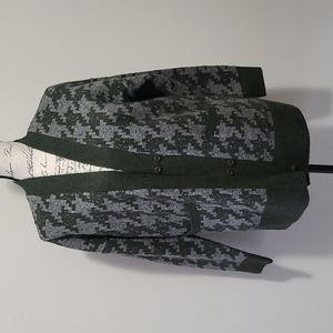 Madewell Allston Double-Button Cardigan Sweater XS Houndstooth Gray Green